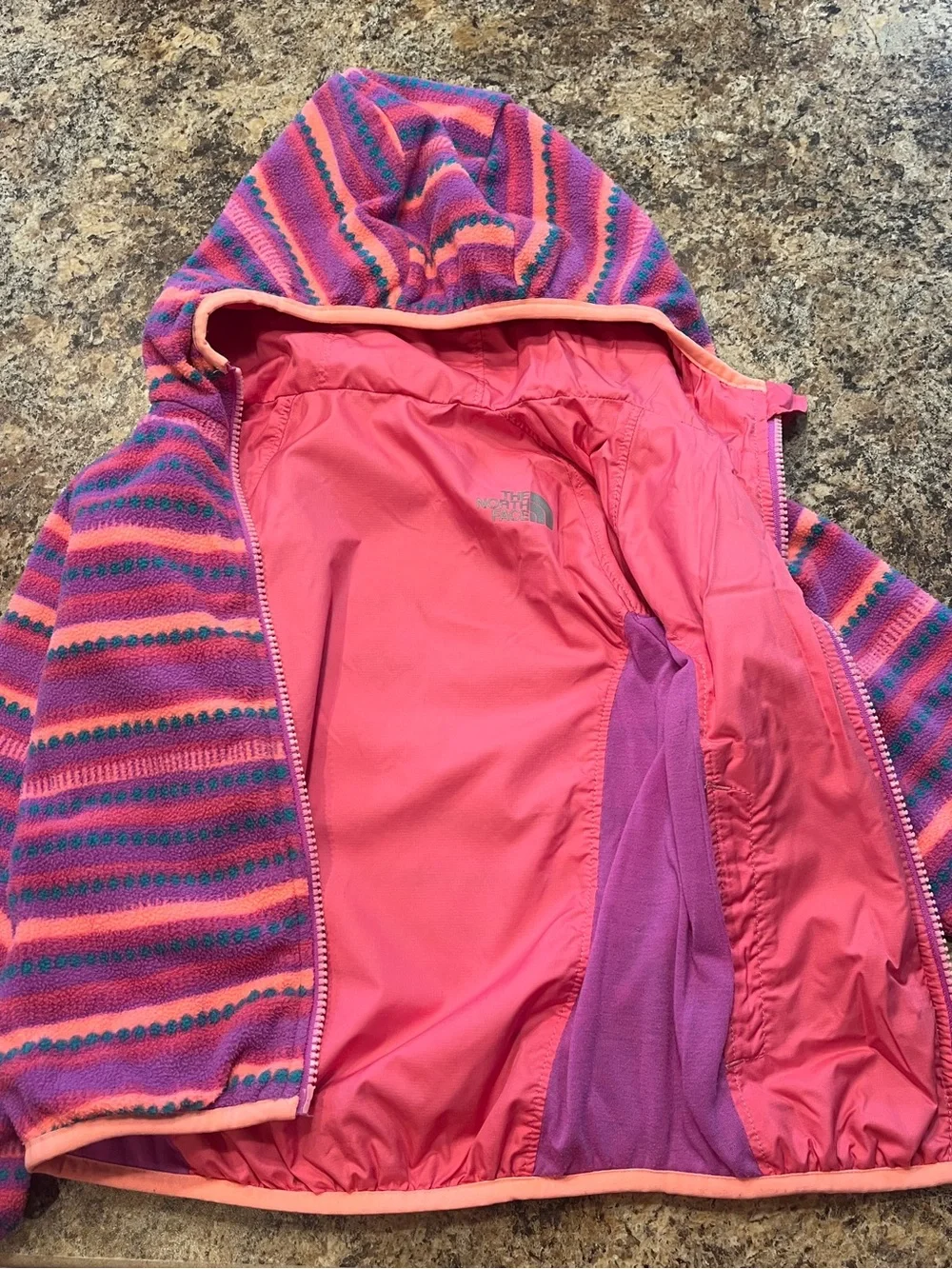 North Face Reversible Grizzly Peak Fleece Lined Wind Jacket 4T Outdoor Hiking